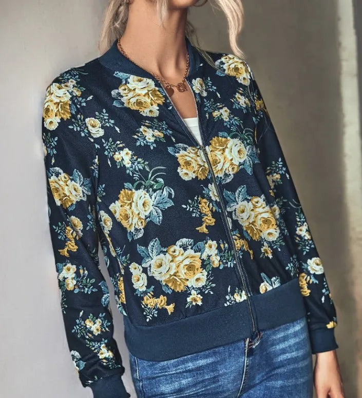 Hazel | Bomber jacket with modern floral print
