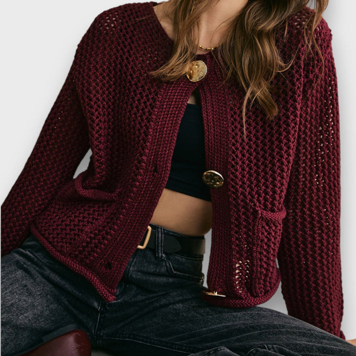 Jessa – Burgundy Cardigan