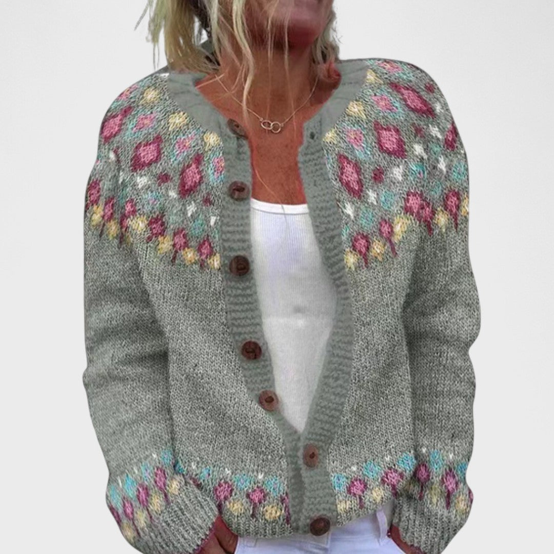 Lianne – Chunky Knit Cardigan with Chic Pattern